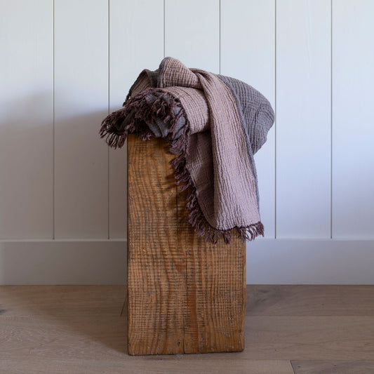 Double Sided Fringe Throw Blanket - Merlot
