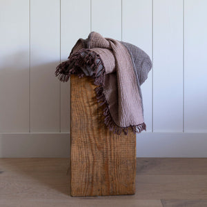 Double Sided Fringe Throw Blanket - Merlot