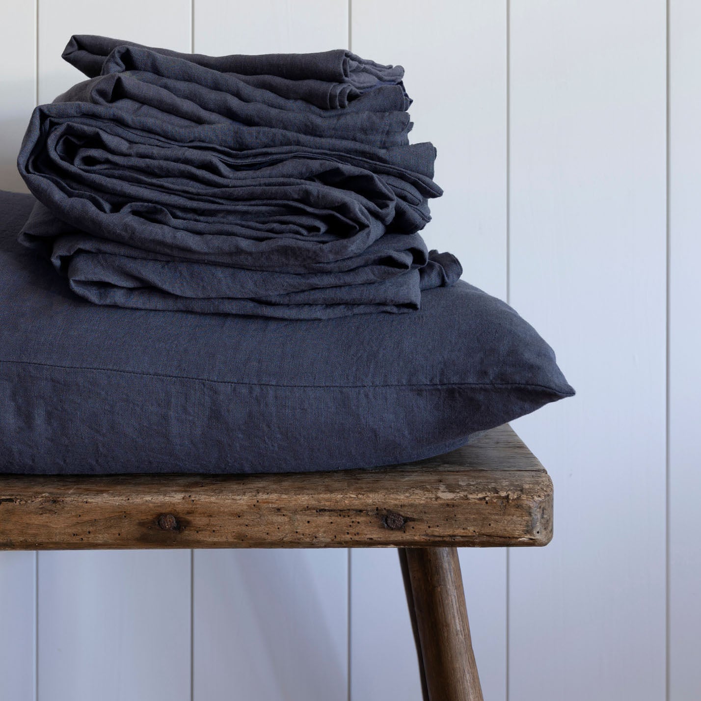 Natural European Linen Duvet Cover - Midnight
