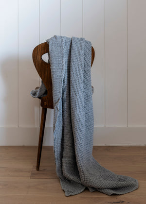 Linen Waffle Throw Blanket - Cement