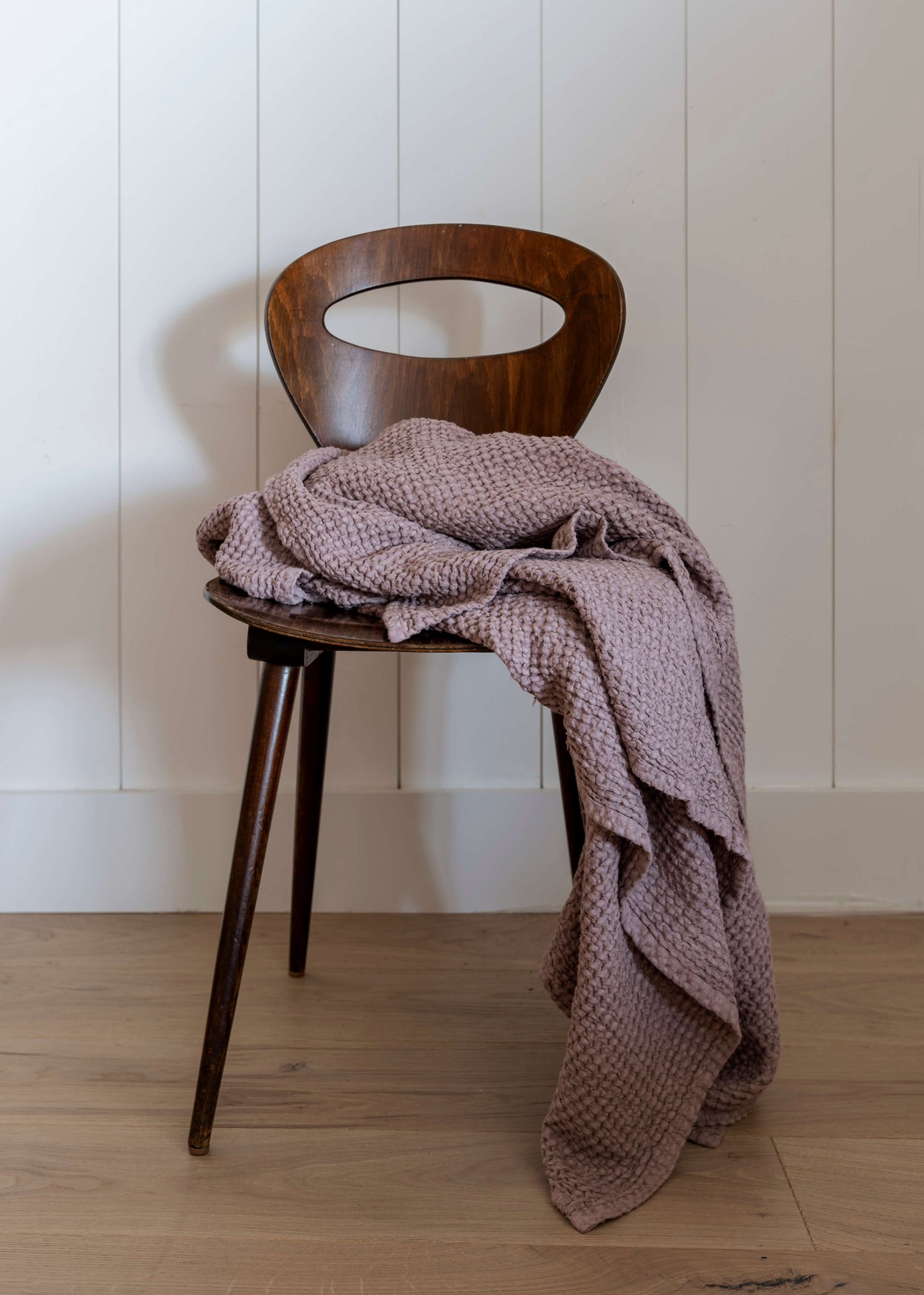 light pink wood rose quartz waffle throw sidebar-key-image
