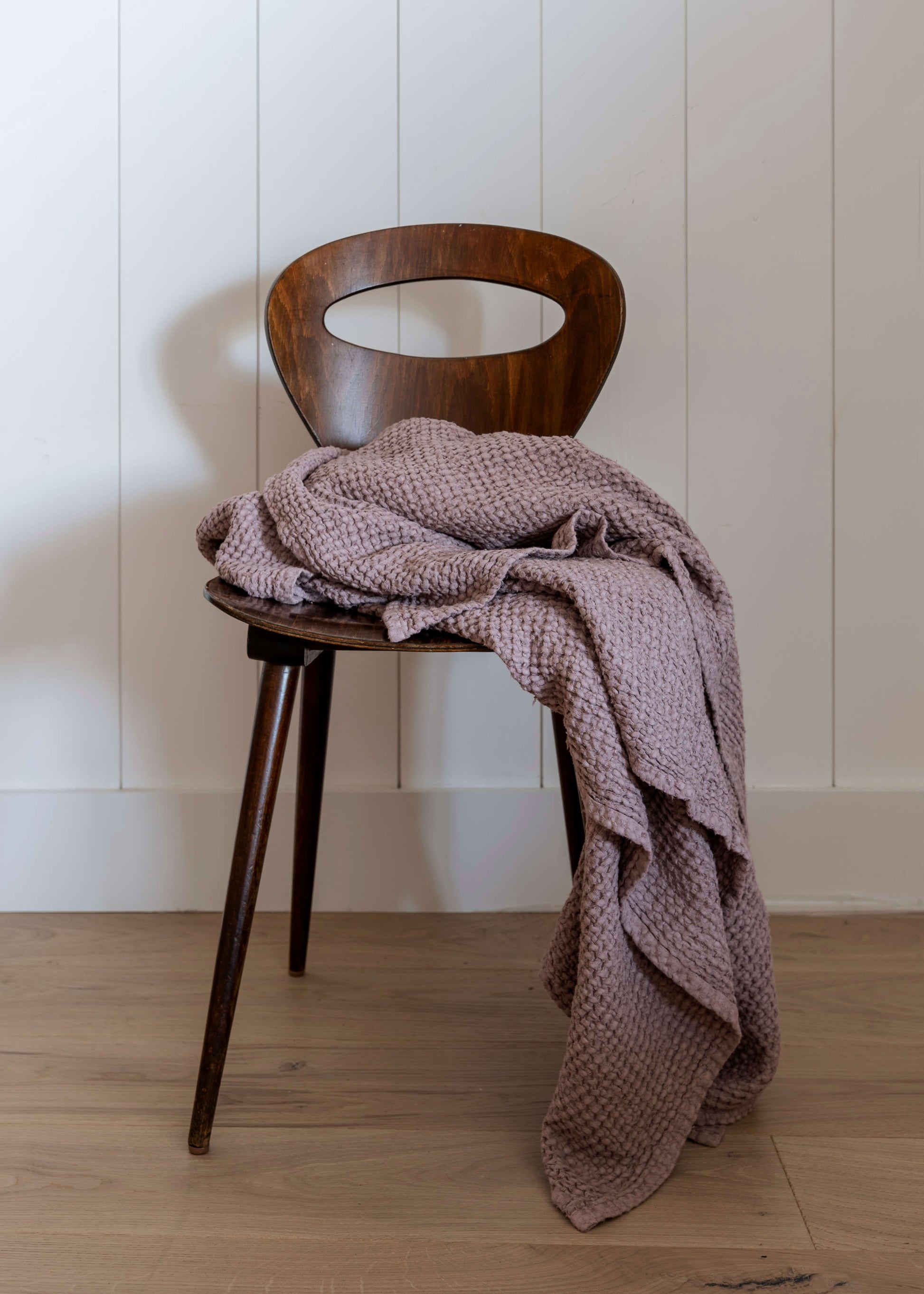 light pink wood rose quartz waffle throw sidebar-key-image