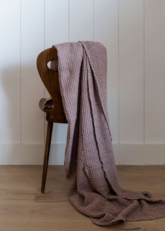 Linen Waffle Throw Blanket - Quartz