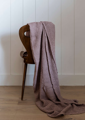 Linen Waffle Throw Blanket - Quartz