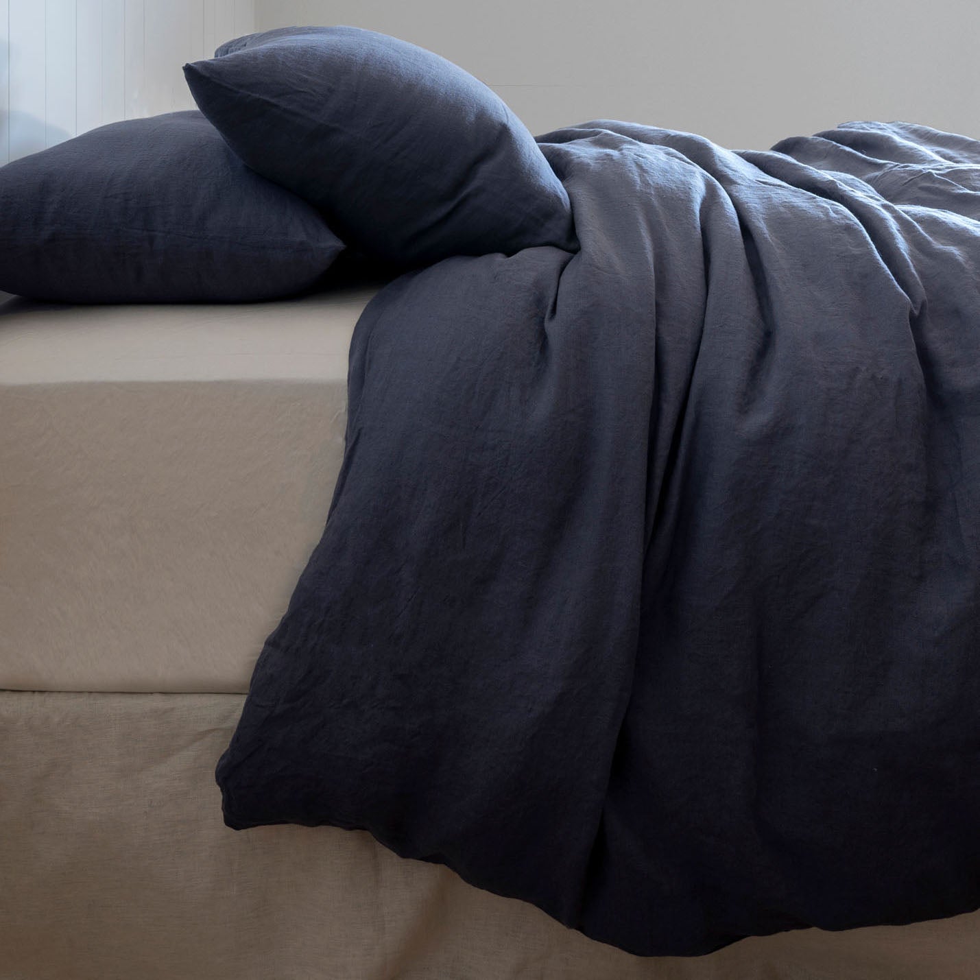 Natural European Linen Duvet Cover - Midnight