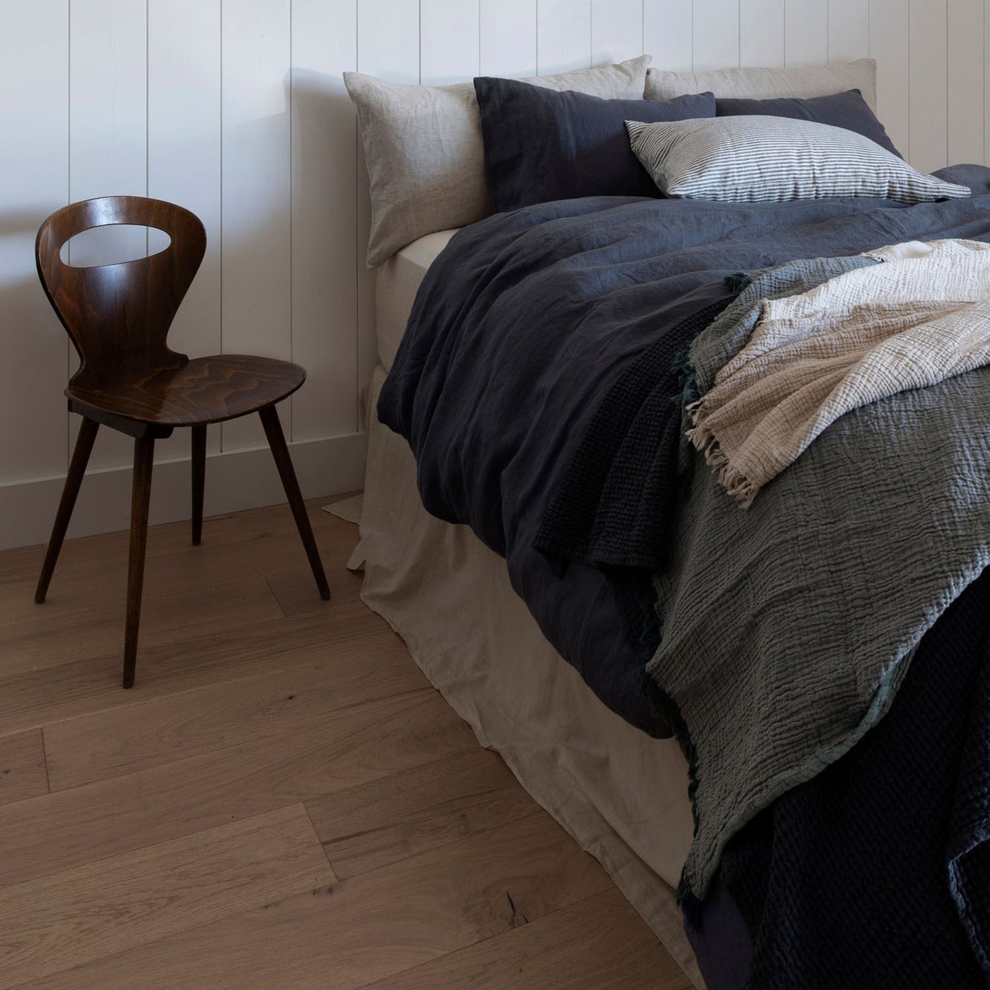 Natural European Linen Duvet Cover - Midnight