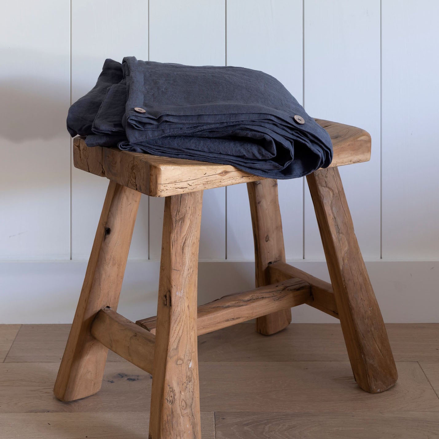 Natural European Linen Duvet Cover - Midnight
