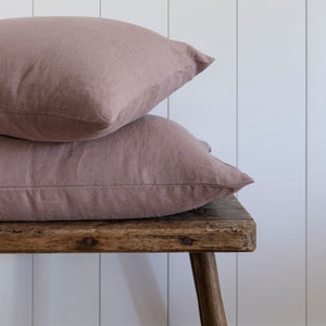 Natural European Linen Pillowcase - Wood Rose [Made to Order Color]