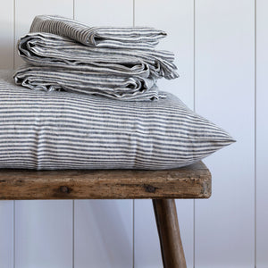 Natural European Linen Duvet Cover - Stripe [Made to Order Color]