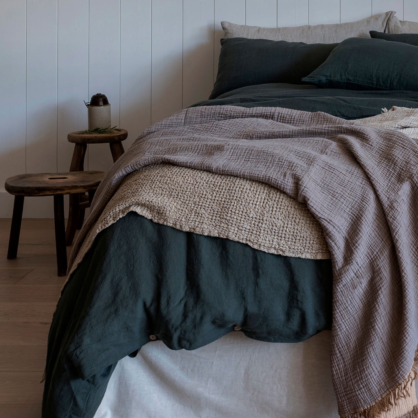 Double Sided Fringe Throw Blanket - Oak