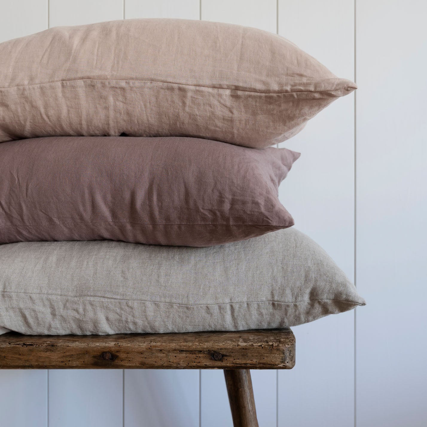 Natural European Linen Pillowcase - Wood Rose [Made to Order Color]